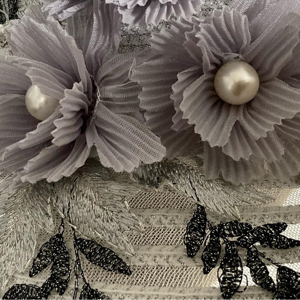August Hat Company Silver Metallic Women's Bucket Hat w/ Appliqué Detailing - Picture 6 of 16